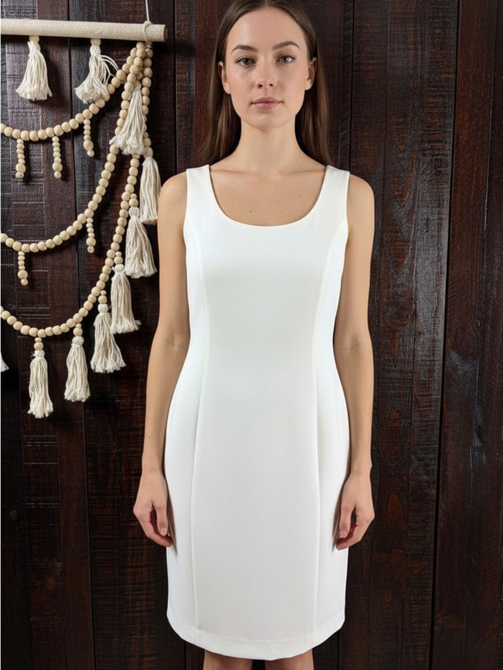 Tahari ASL Scoop Neck Crepe Sheath Dress 12